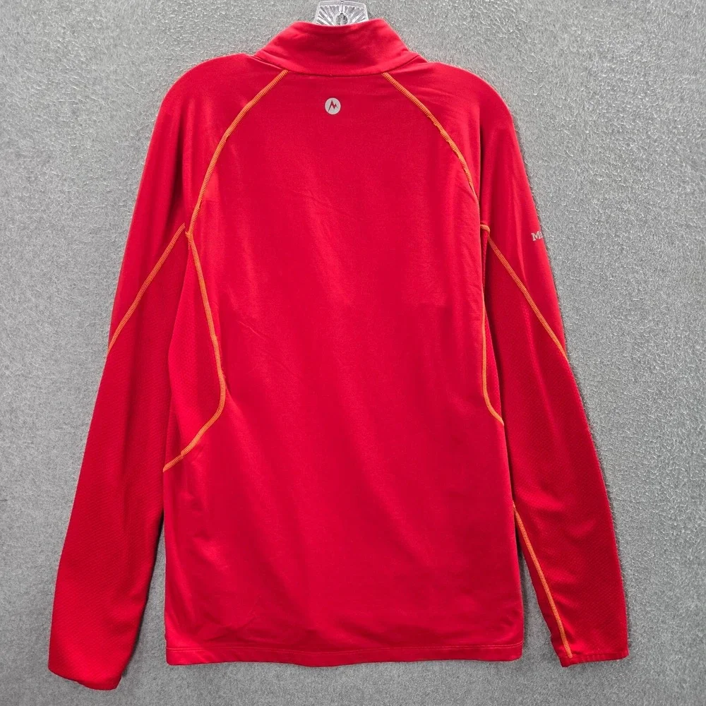 Marmot Men Sweatshirt Large Red 1/2 Zip Pockets Thumbholes Mock‎ Neck Pullover